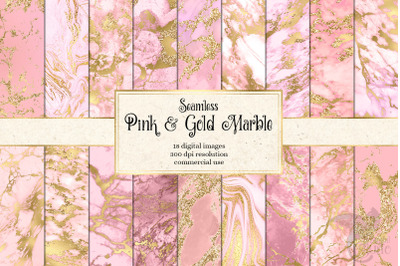 Pink and Gold Marble Digital Paper