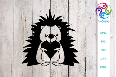 Heart Hedgehog SVG Cut File