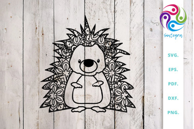 Cute Hedgehog out of Mandala Svg Cut File