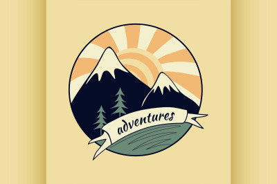 Colored vintage adventure label