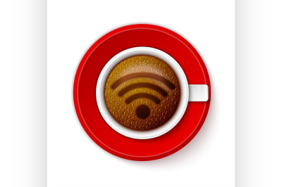 Cup of coffee with Wi-Fi Symbol