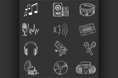 Hand drawn music icon set