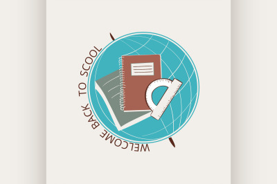 Colored vintage school label
