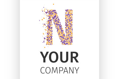 Alphabet particles logotype, Letter-N