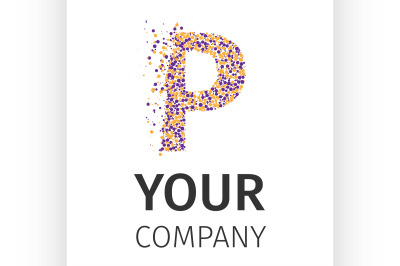 Alphabet particles logotype, Letter-P