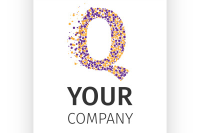 Alphabet particles logotype, Letter-Q