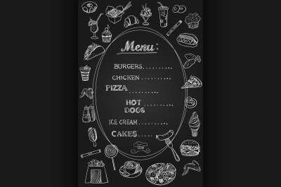 Food Menu on Chalkboard