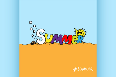 Colored Hand drawn graphical lettering summer