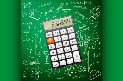 Mathematics hand drawing with a calculator