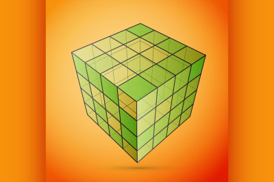 Three D cube green