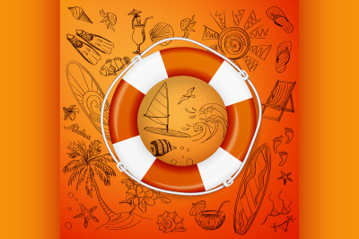 life buoy and hand draw icon