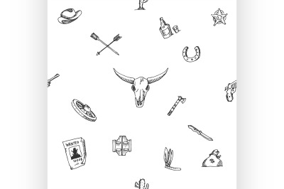 Wild west design sketch pattern