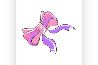 Colored doodle bow-knot