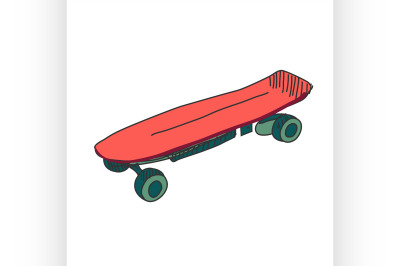 Colored doodle skateboard