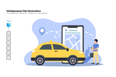 Flat illustration taxi online