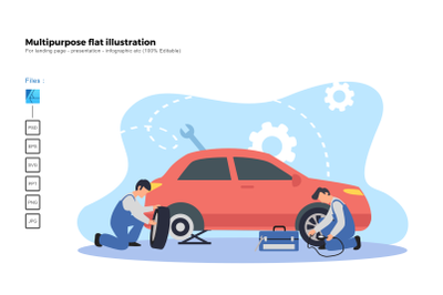 Flat illustration tire car service