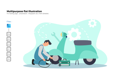Flat illustration motorcycle service