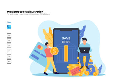 Flat illustration mobile banking