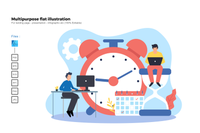 Flat illustration time management