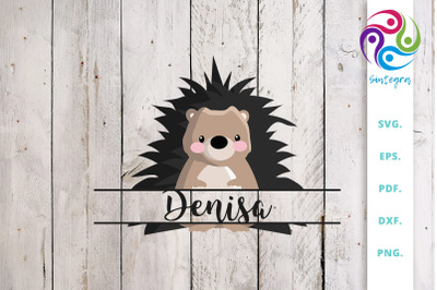 Split and Cute Hedgehog Illustration SVG