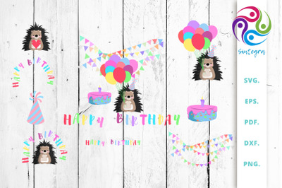 Hedgehog Happy Birthday Illustration