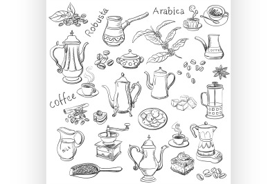 coffee collection - hand drawn illustration
