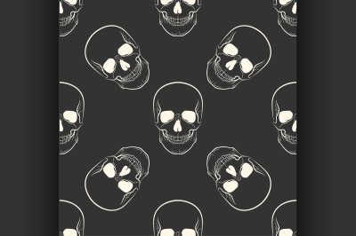 Vector seamless retro pattern, skull