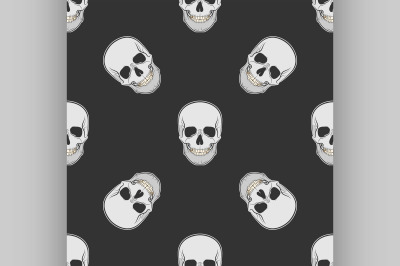 Vector seamless retro pattern, skull