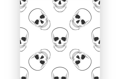 Vector seamless retro pattern, skull