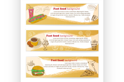 Banner set of vintage fast food backgrounds