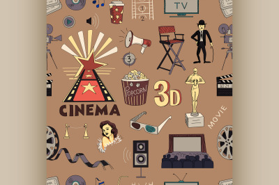 Colored Hand drawn cinema pattern