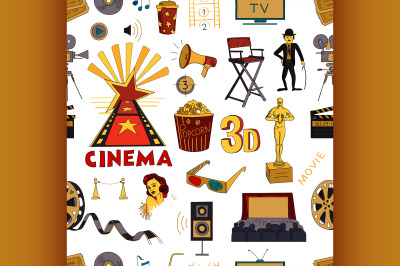 colored Hand drawn cinema pattern