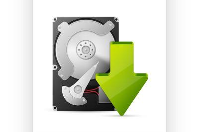 computer download concept with hard drive disk