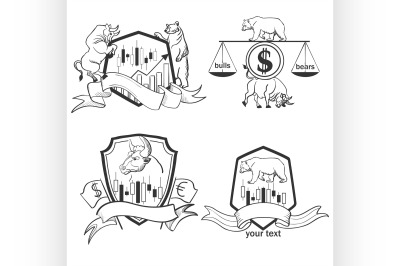 Set of Finance forex Labels Logo, emblems and design elements