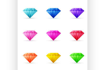 Vector set of colorful shiny jewels