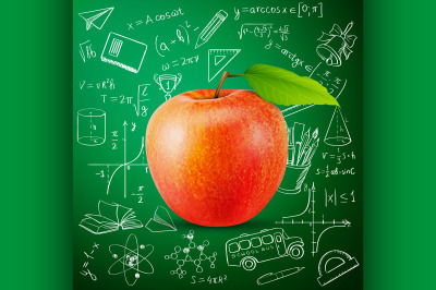 apple and hand draw school icon