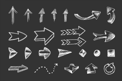 hand drawn arrows icons set