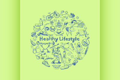 Hand drawn healthy lifestyle concept