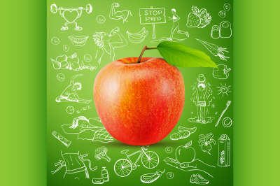 healthy lifestyle background with apple