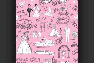 Seamless pattern with wedding icons