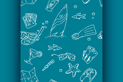 surfing hand draw pattern