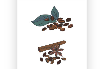 colored doodle coffee beans