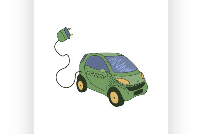 Colored doodle electric car