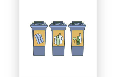 Colored doodle Recycle bins, garbage separation