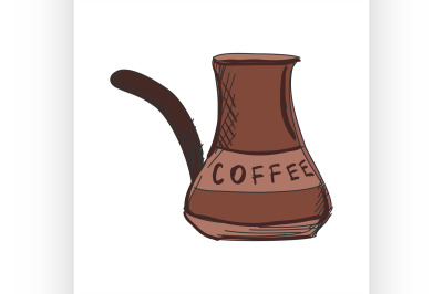 Colored doodle Turk to brew coffee