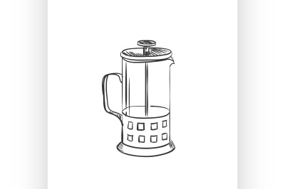 doodle coffee french press pot