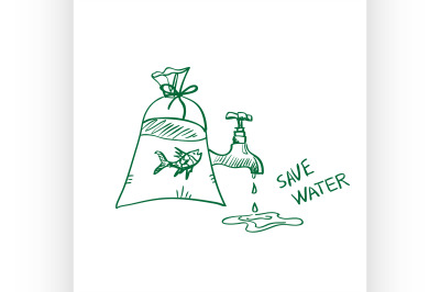 doodle save water concept