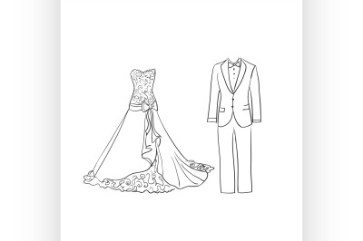 doodle wedding dress and suit