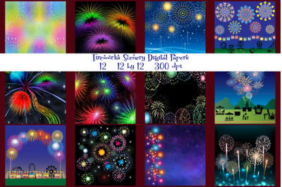 Fireworks Scenery Digital Paper Pack