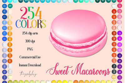 254 Sweet Macaroons French Cookies Digital Images PNG
